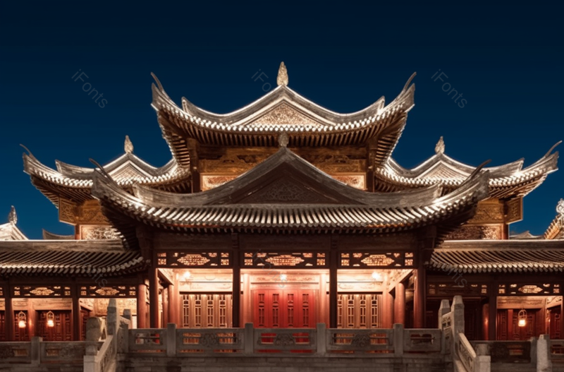 古老的房屋建筑发光夜景,高清,摄影图,摄影图片,图片大全,摄影图免费下载